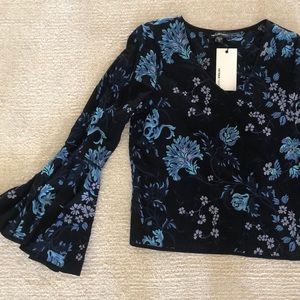 Embroidered Top with Bell Sleeves